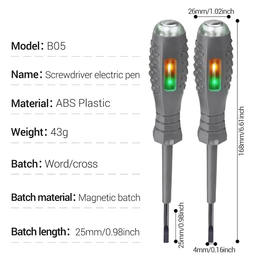 2-in-1 Voltage Tester Screwdriver 12–220V AC/DC Flat & Phillips Voltage Tester Screwdriver SPOT