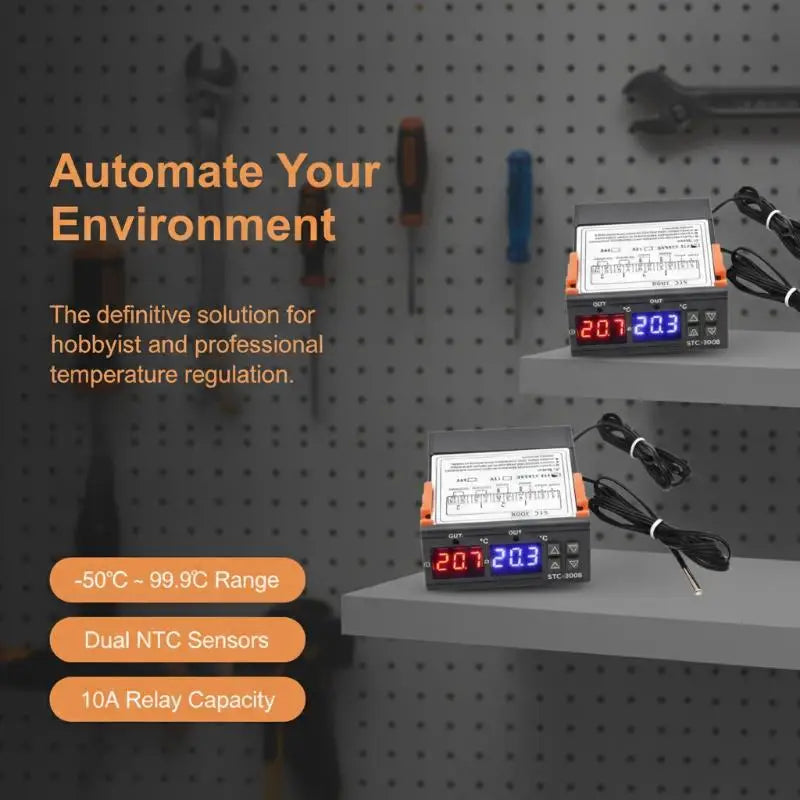STC-3008 Dual Display Digital Temperature Controller & NTC Sensors Temperature Controller SPOT