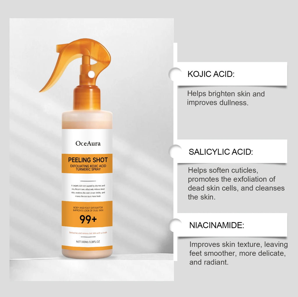 OceAura Kojic Acid Turmeric Exfoliating Body Spray 100ml Body Exfoliating Spray SPOT