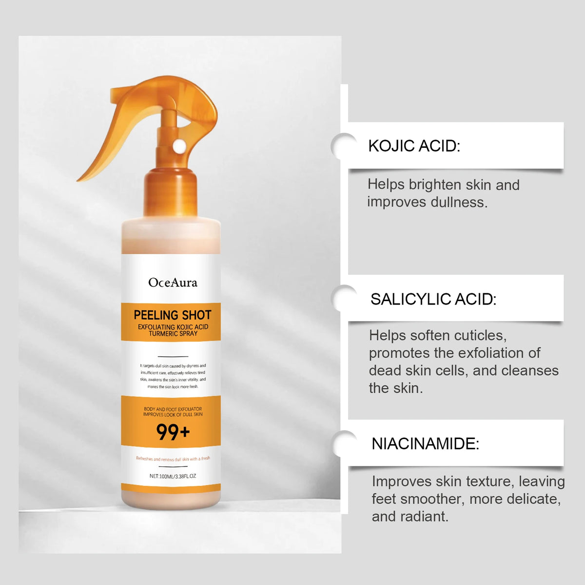 OceAura Kojic Acid Turmeric Exfoliating Body Spray 100ml Body Exfoliating Spray SPOT