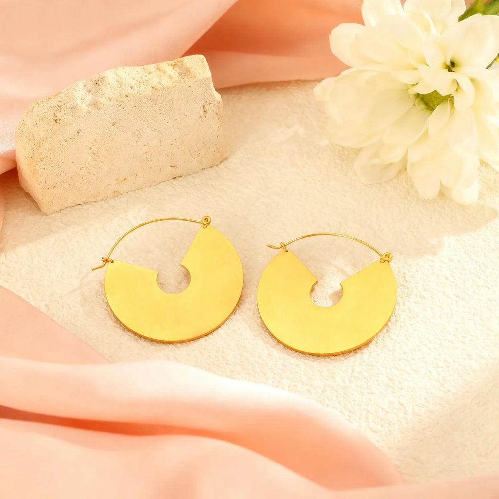 Geometric Gold Hoop Earrings – Hypoallergenic Stainless Steel Hoop Earrings SPOT