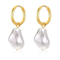 Baroque Pearl Huggie Hoop Earrings – Gold Stainless Steel Huggie Hoop Earrings SPOT Gold Color