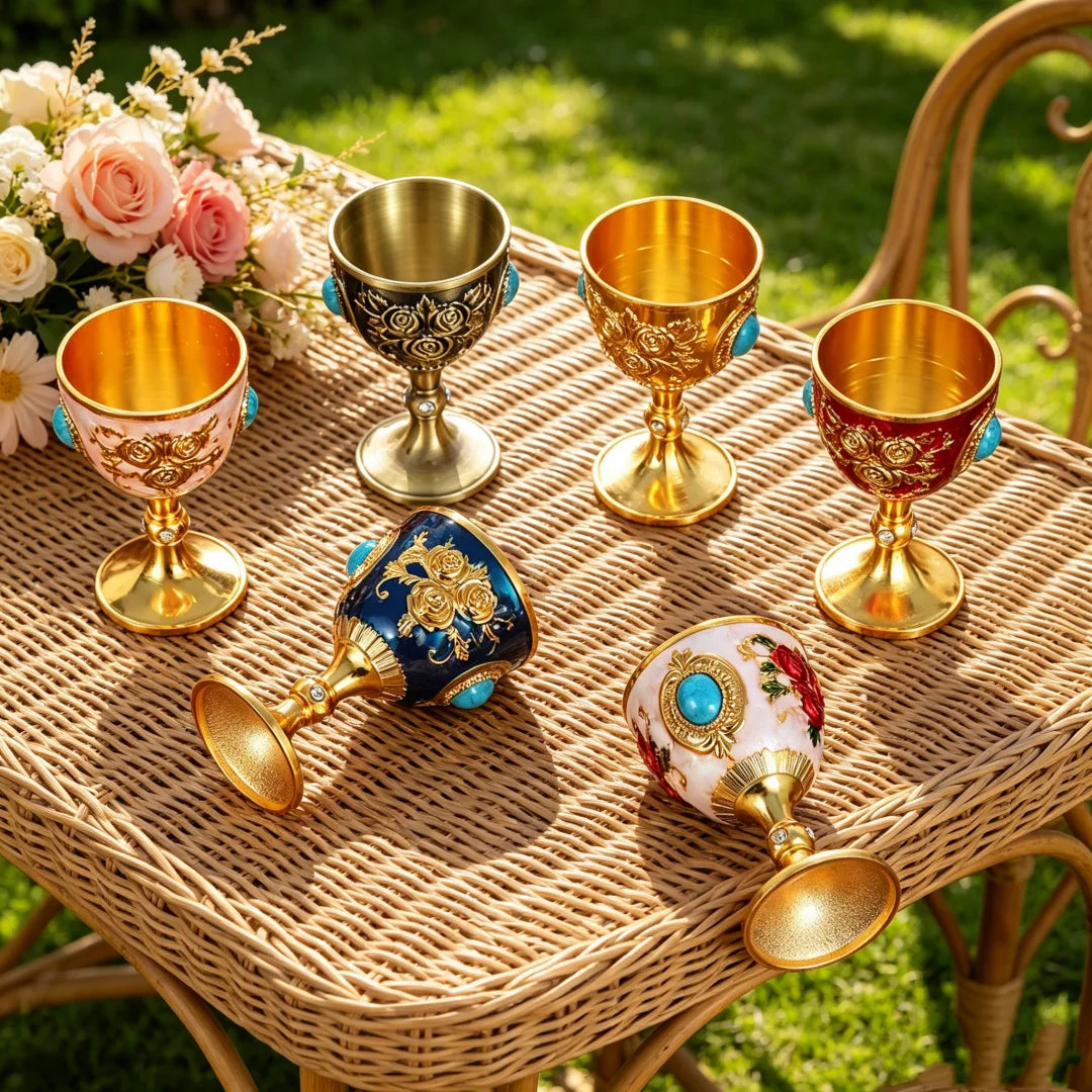 Vintage Brass Medieval Chalice Goblet – Ceremonial Wine Cup Decorative Goblet SPOT