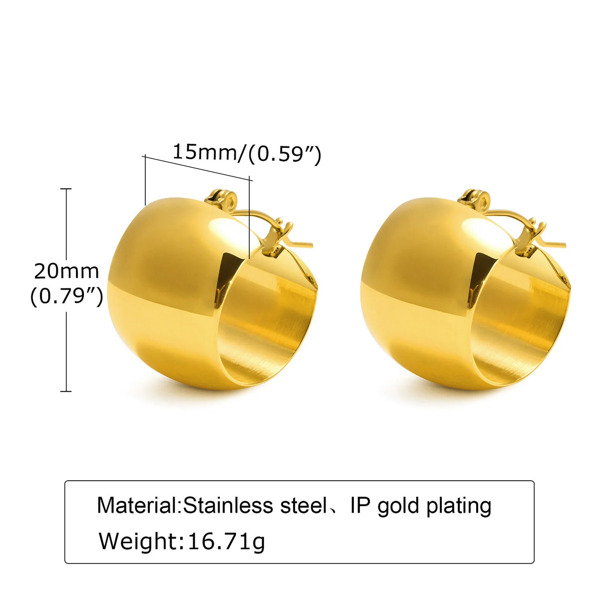 Chunky Geometric Hoop Earrings – Gold Stainless Steel Huggie Hoop Earrings SPOT