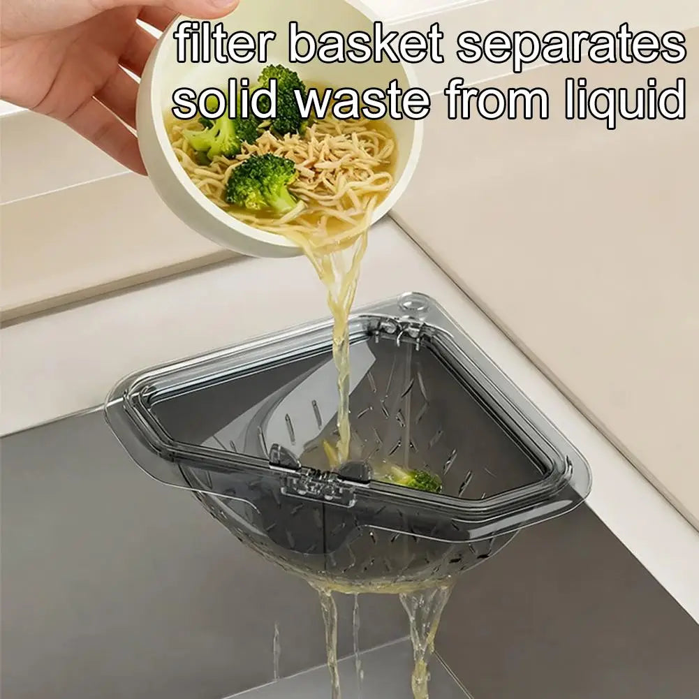 Magnetic Corner Sink Basket – No-Drill Triangular Drain Strainer Sink Drain Basket SPOT