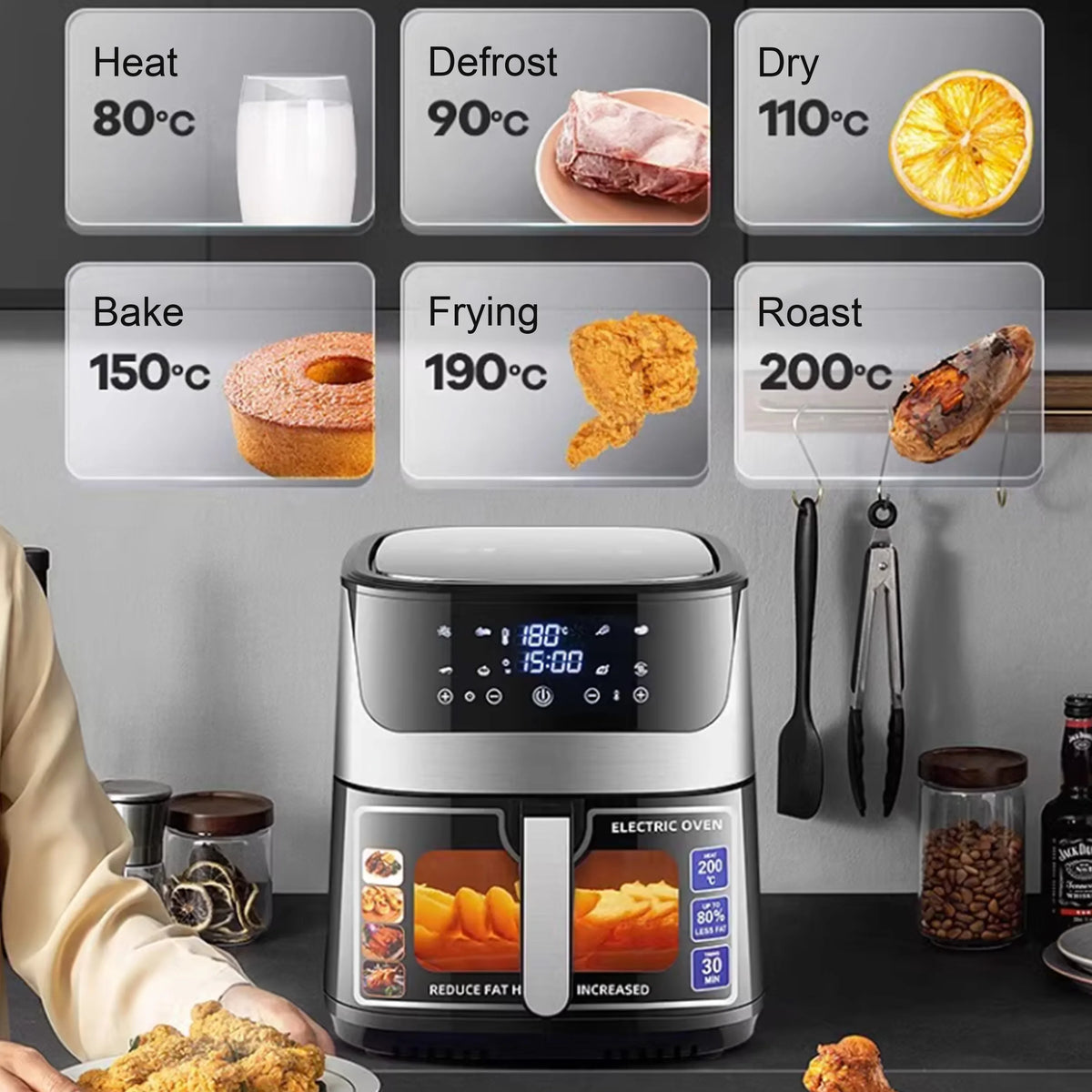 Sonifer 6.5L Digital Air Fryer 1450W – Non-Stick LCD Display Digital Air Fryer SPOT