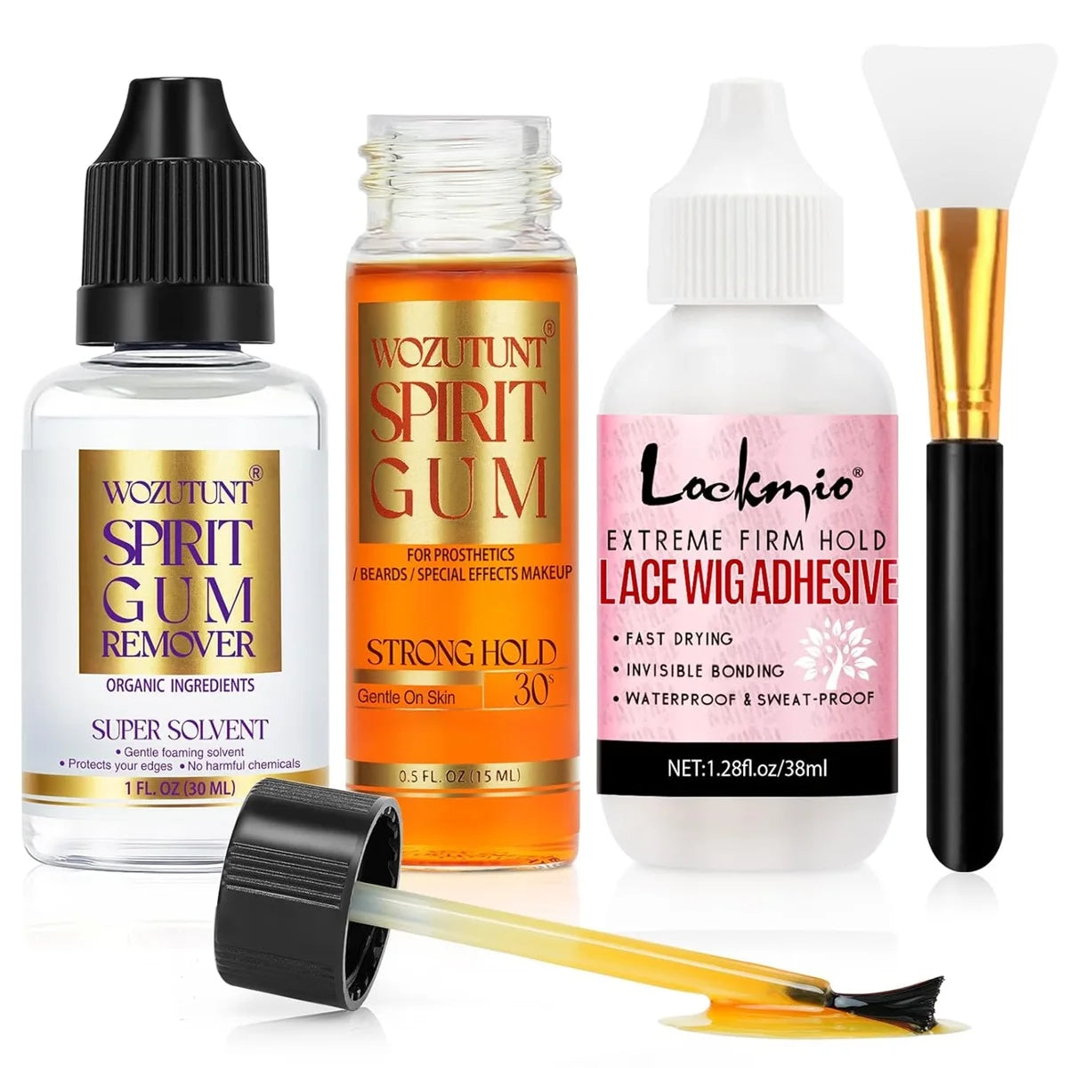 Spirit Gum Adhesive & Remover Kit – SFX & Cosplay Makeup Glue SFX Makeup Adhesive SPOT 30ml-remover-4pcs