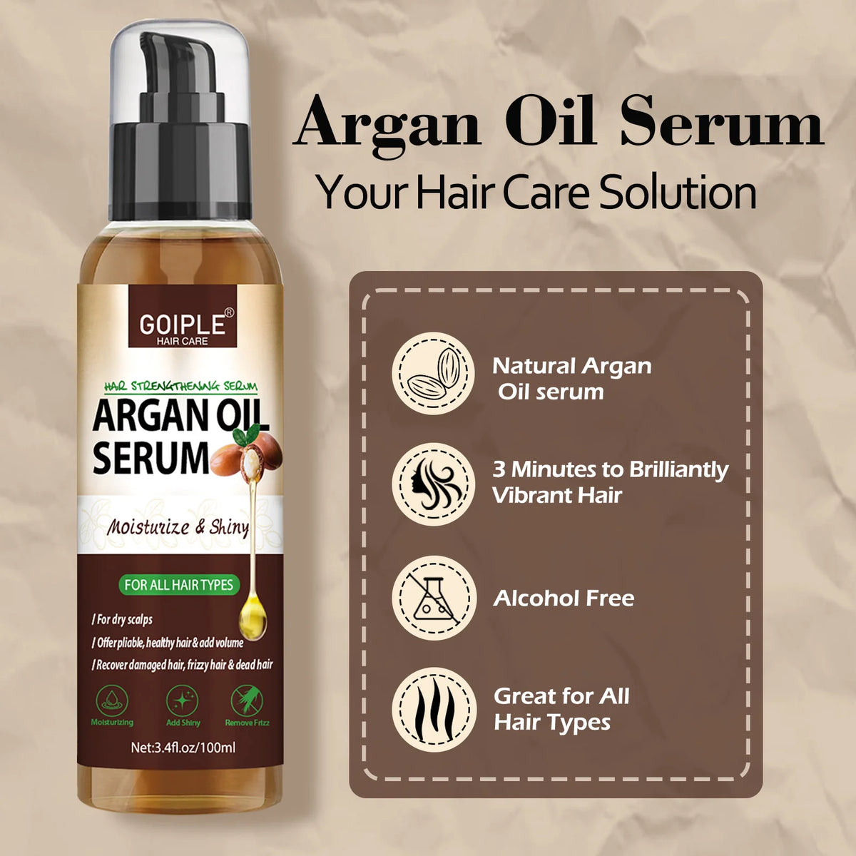 Goiple Argan Oil Hair Serum 100ml – Strengthen & Moisturize Hair Serum SPOT