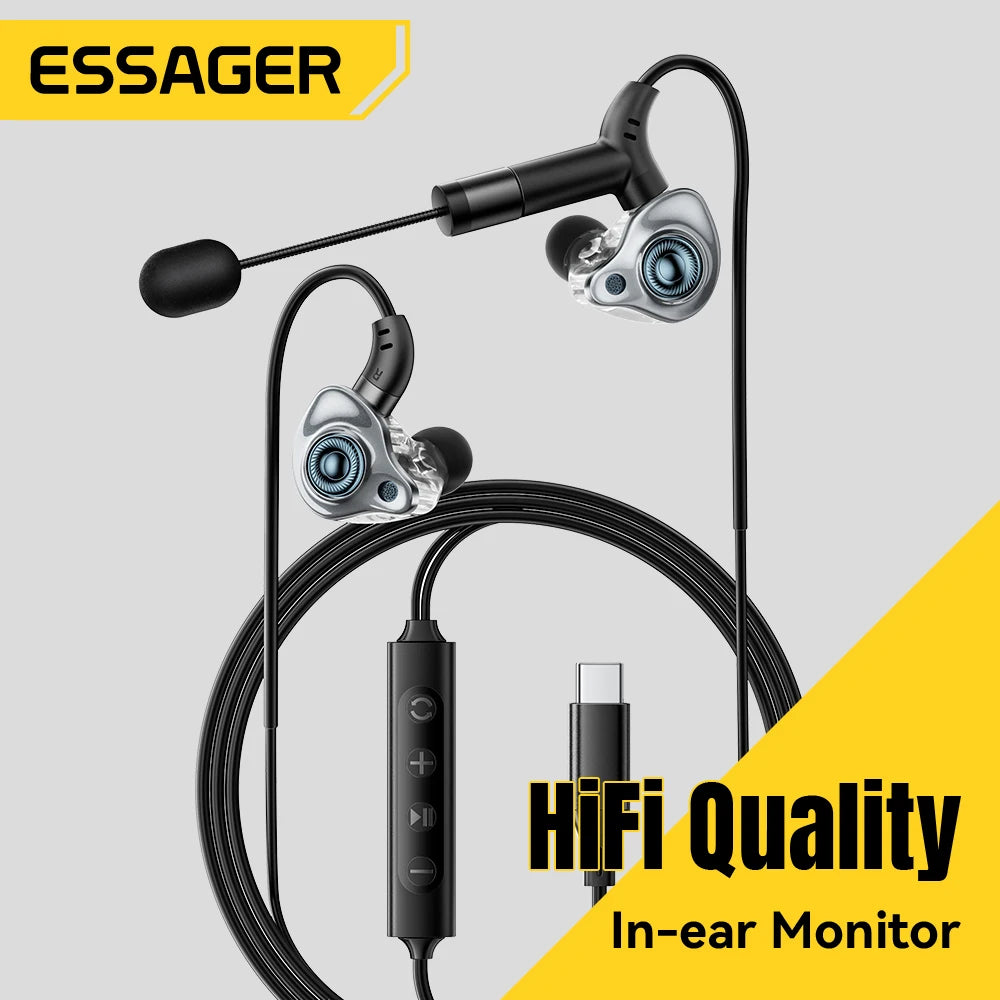 Essager Type-C Karaoke Earphones – HiFi Stereo & Sound Card Wired Karaoke Earphones SPOT