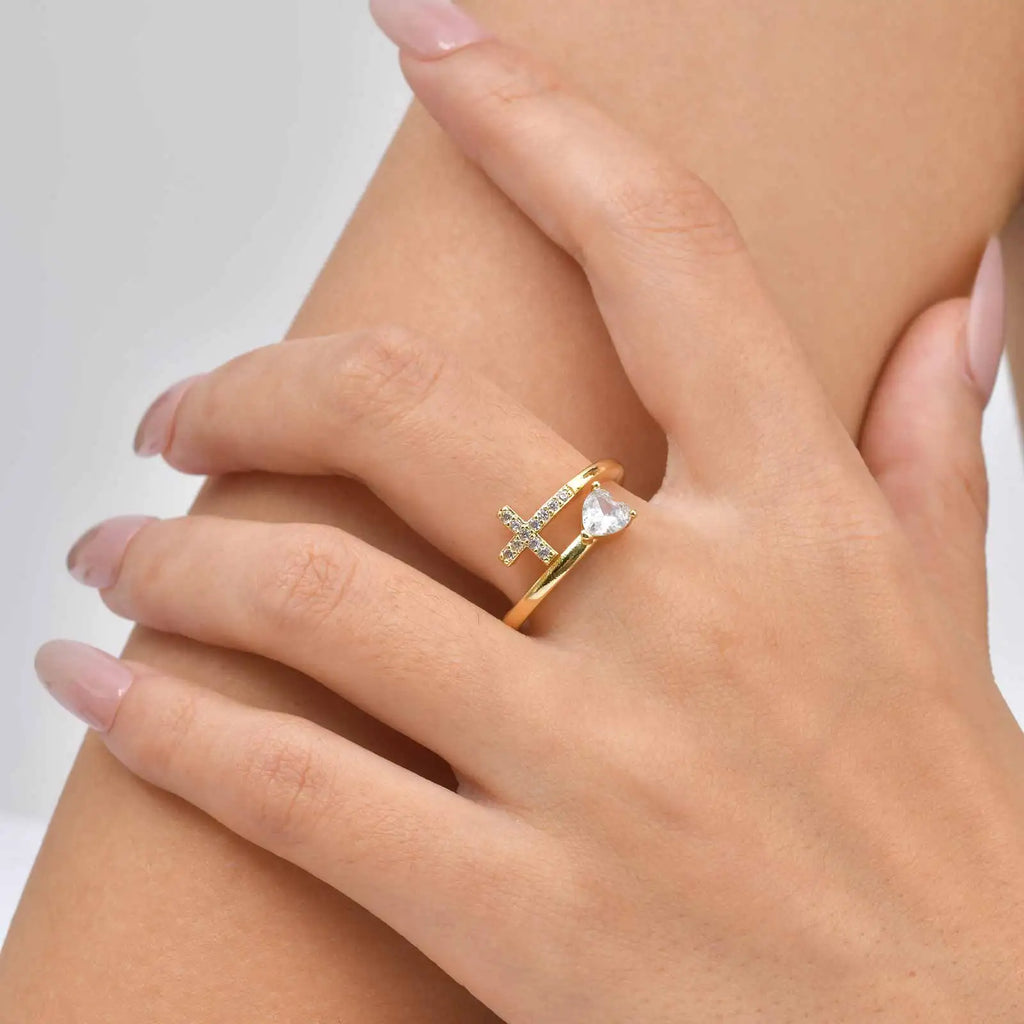 Christian Cross Jewelry Set – Gold Necklace, Bracelet, Earrings & Ring Jewelry Set SPOT