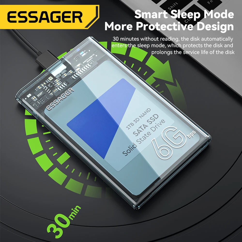 Essager 2.5" SATA USB 3.0 HDD & SSD Enclosure | Tool-Free Hard Drive Enclosure SPOT