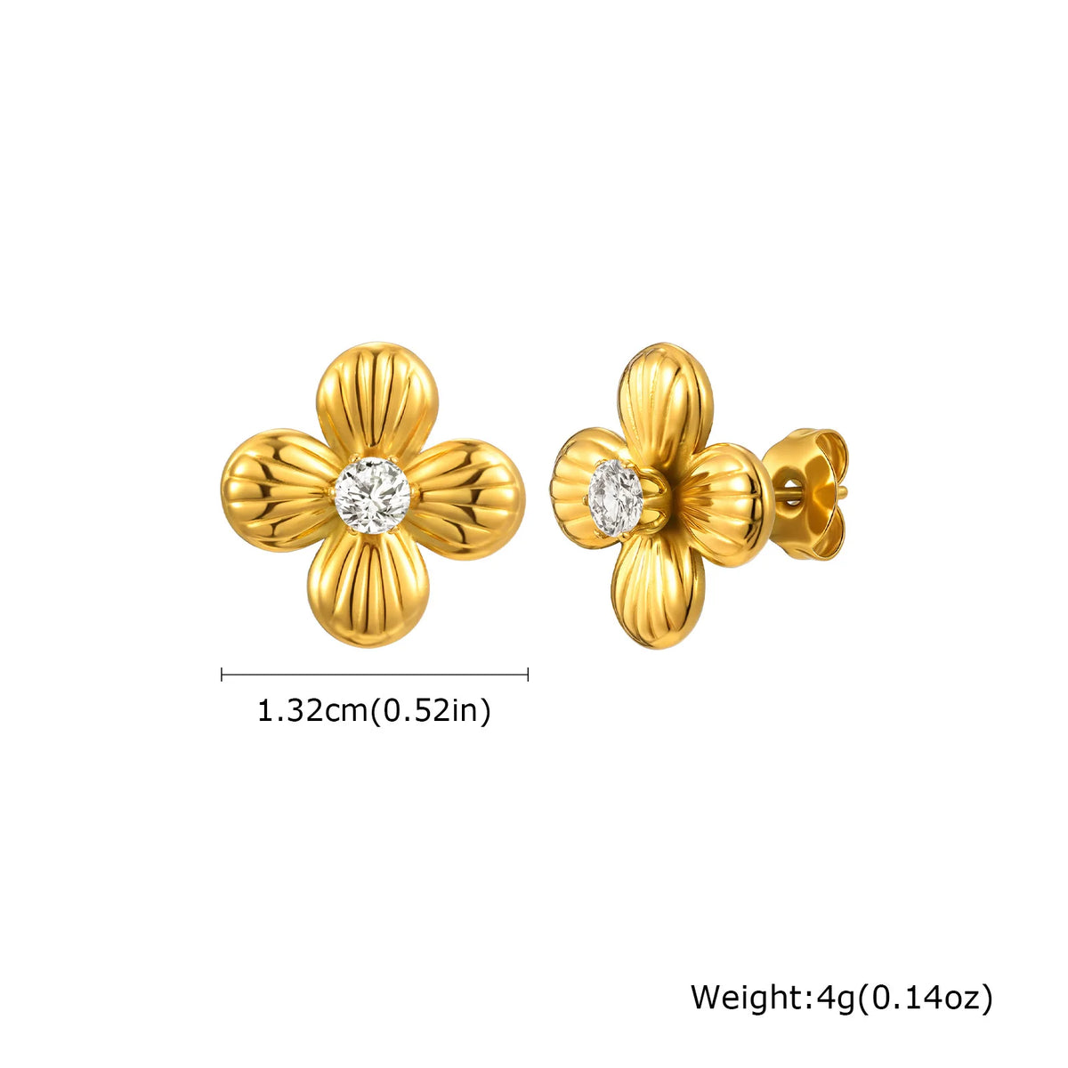 Zirconia Butterfly Bow Stud Earrings – Gold Hypoallergenic Stud Earrings SPOT ES-714G