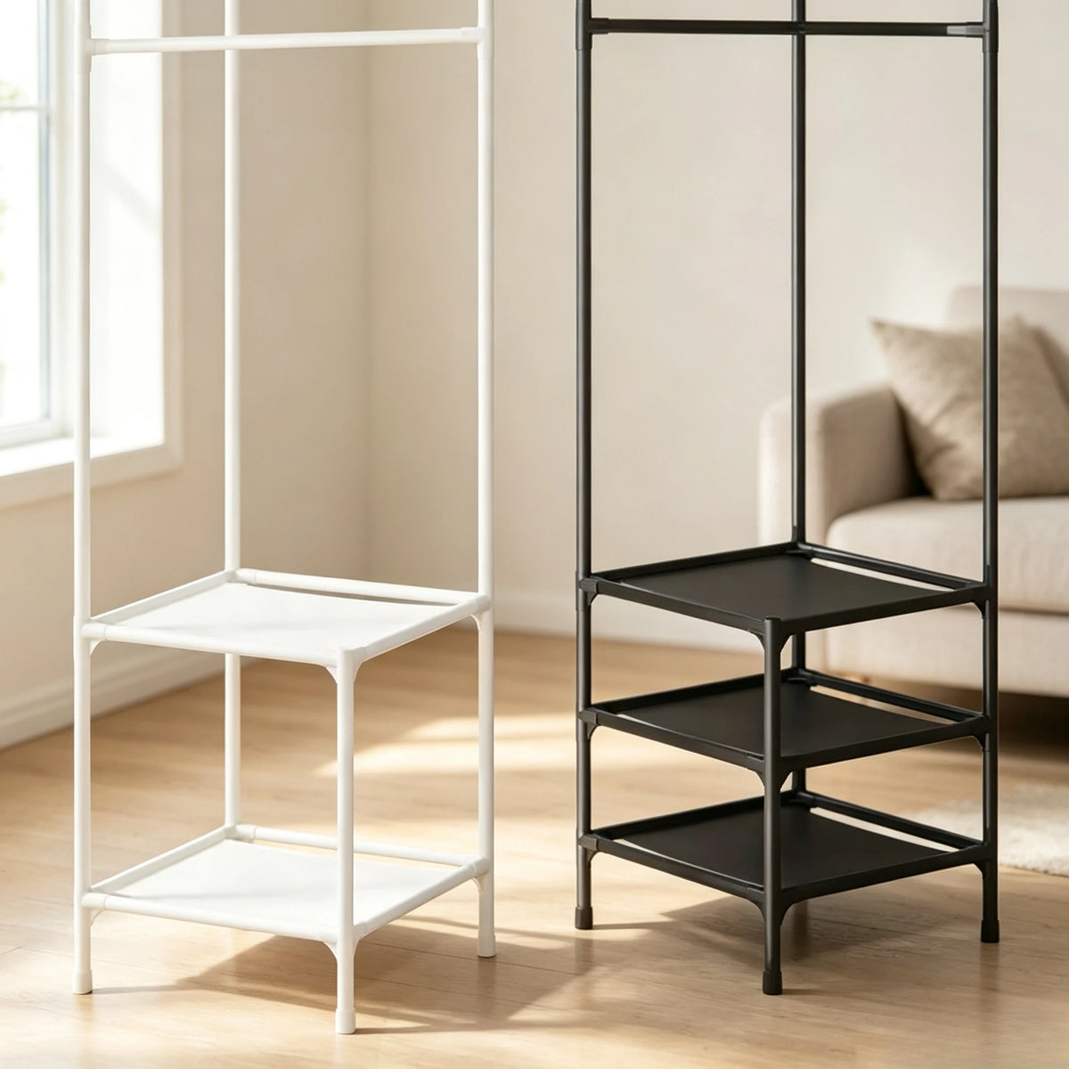 Corner Coat Rack – Multi-Layer Floor Standing Metal Shelf Corner Coat Rack SPOT