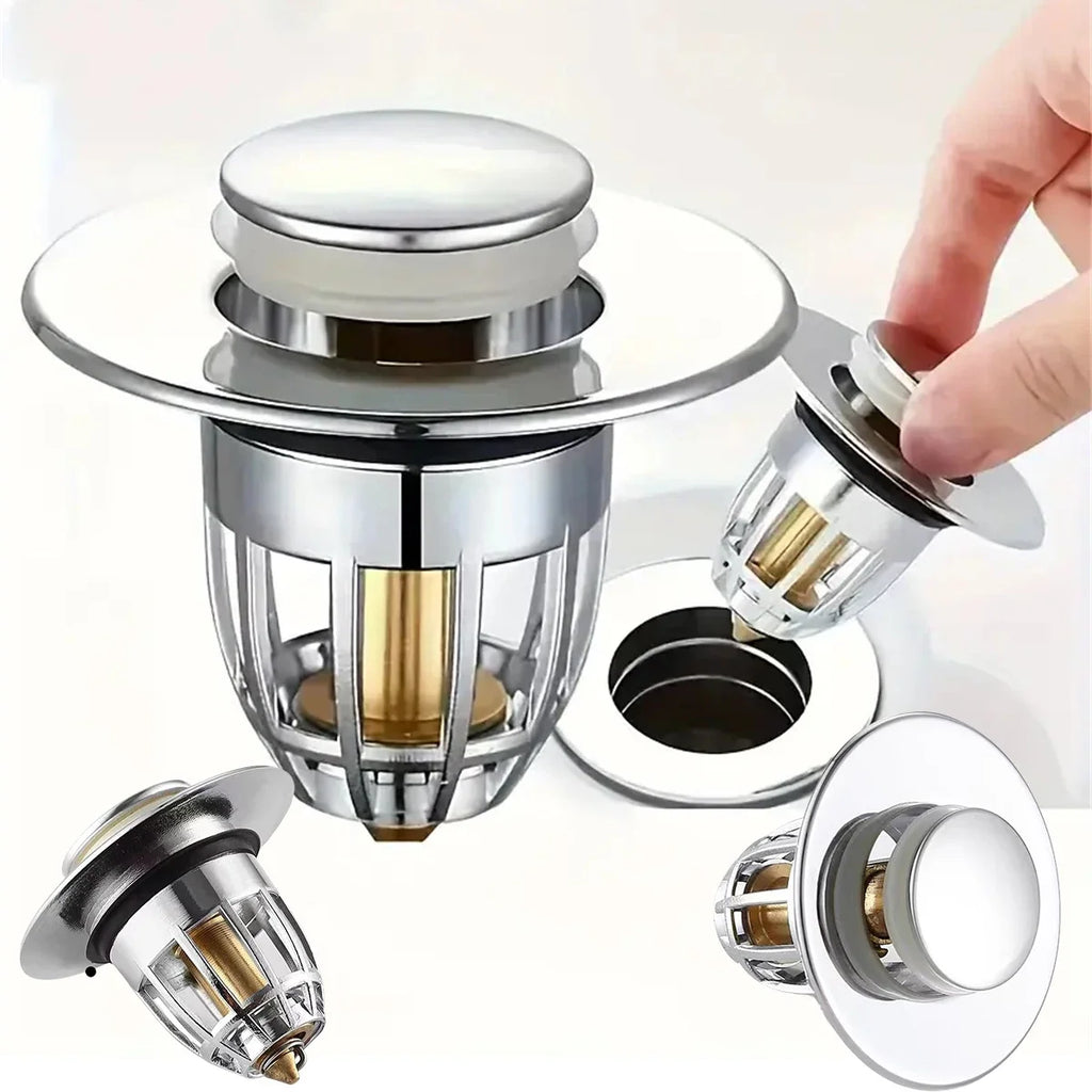 Pop-Up Chrome Sink Drain Stopper with Hair Catcher Filter Sink Drain Stopper SPOT