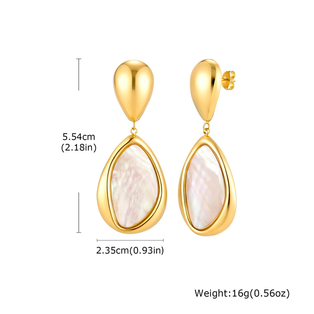 18K Gold Geometric Drop Earrings – Stainless Steel Dangle Drop Earrings SPOT ED-1017G02