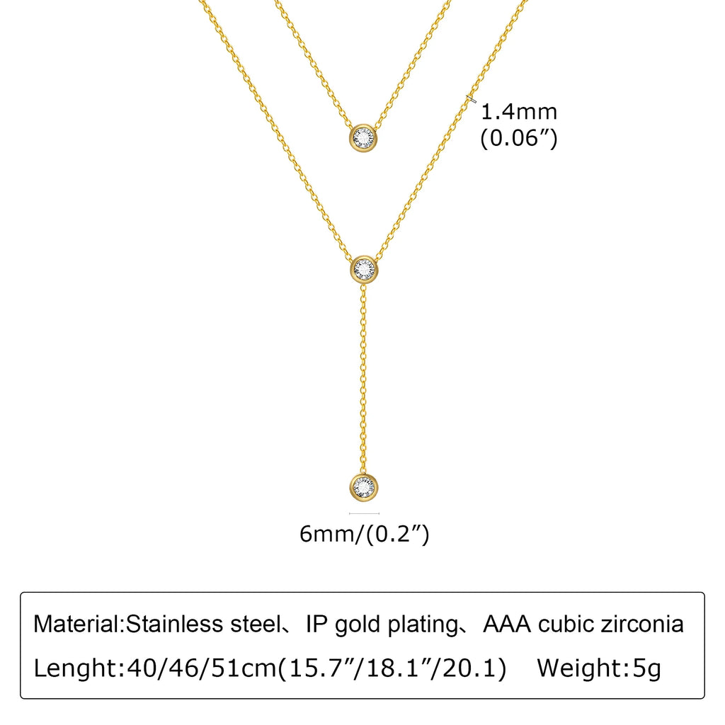 18K Gold Plated CZ Double Layer Pendant Necklace for Women Pendant Necklace SPOT