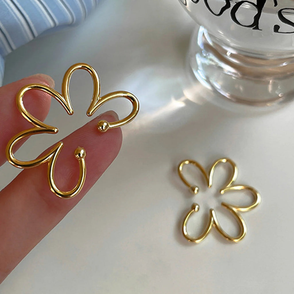 Flower Ear Cuff Non-Piercing – 18K Gold Plated Hollow Petal Ear Cuff Earring SPOT