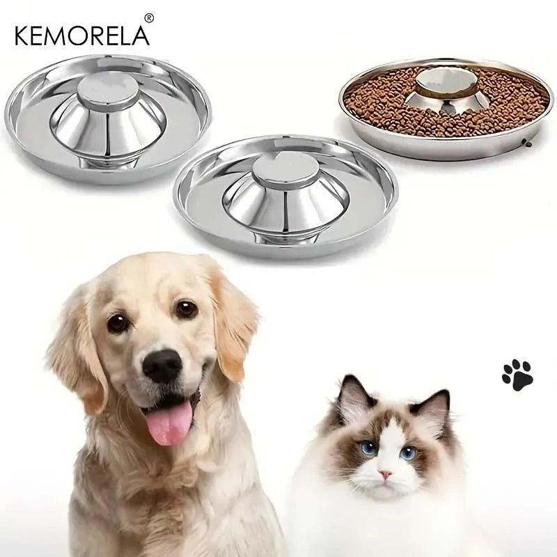 Stainless Steel Dog Slow Feeder Bowl – Puppy Food & Water Dish Dog Slow Feeder Bowl SPOT