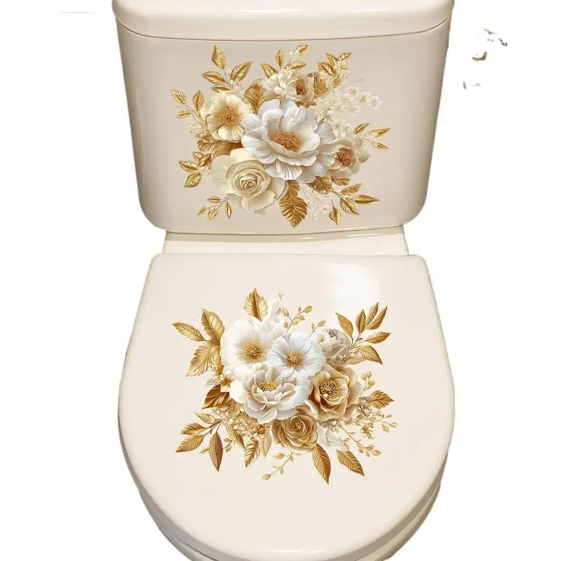 Waterproof Toilet Sticker Set – Removable Gold Bathroom Decal Bathroom Wall Sticker SPOT
