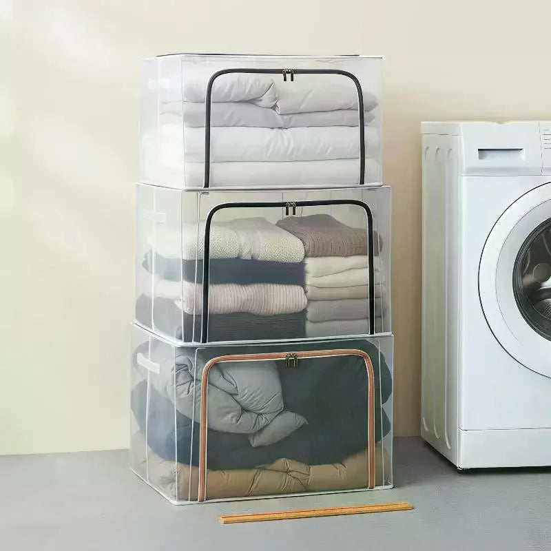 24L Foldable Waterproof Storage Box – Transparent Clothes Organizer Foldable Storage Box SPOT