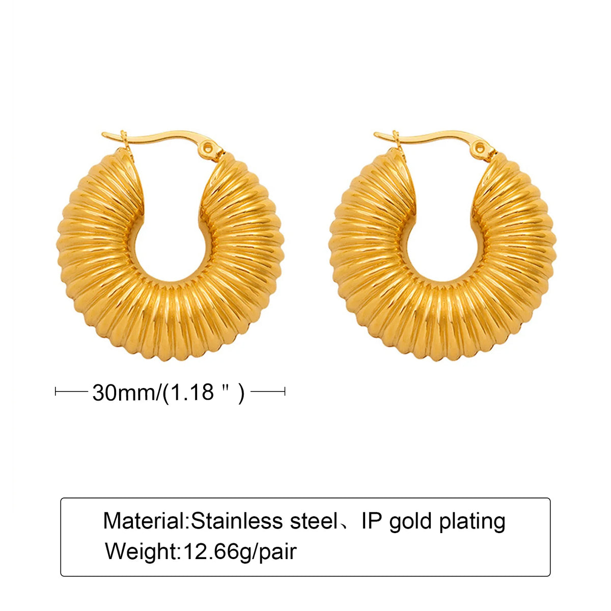 Meaeguet Chunky Gold Stainless Steel Hoop Earrings for Women Hoop Earrings SPOT