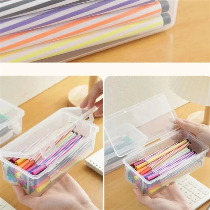 Large Transparent Pencil Box – Stackable PP Stationery Organizer Pencil Case Box SPOT onesize