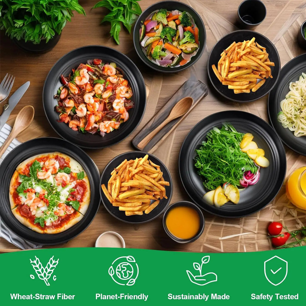 16-Piece Wheat Straw Dinnerware Set – Eco-Friendly Reusable Dinnerware Set SPOT