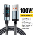 Essager 100W USB-C Fast Charge Cable – Elbow & Digital Display USB-C Charging Cable SPOT 7A 100W A To C 1m