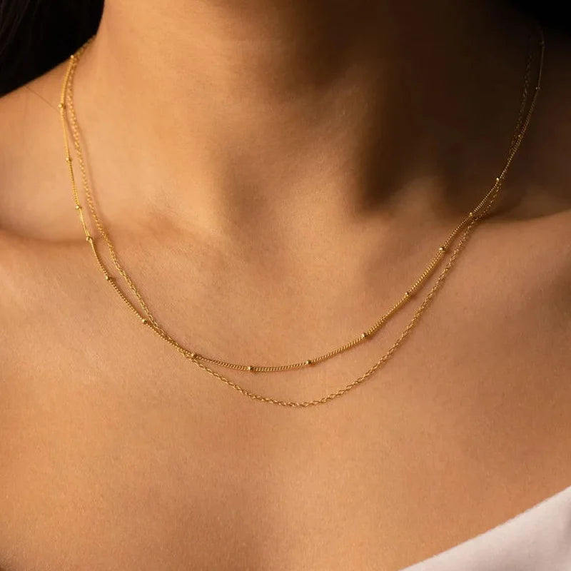 316L Stainless Steel Thin Link Chain Necklace – Gold Women Chain Necklace SPOT