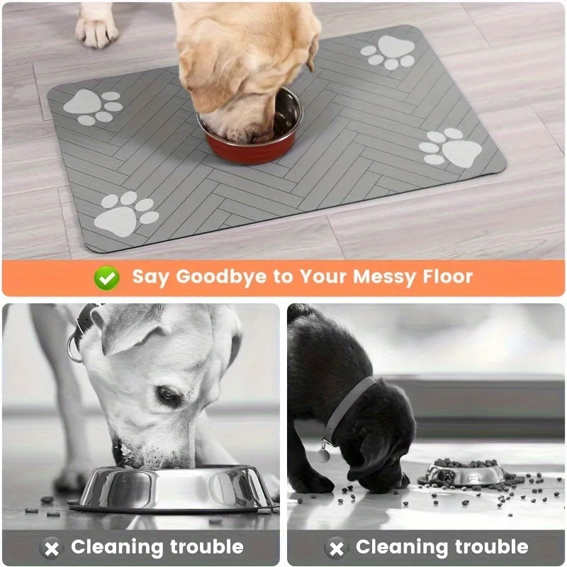 Waterproof Non-Slip Dog Food Mat – Absorbent Feeding Tray S/M Pet Feeding Mat SPOT