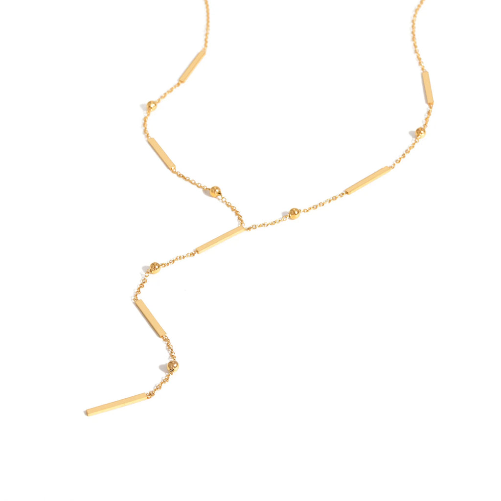 Beaded Y-Shape Necklace – Minimalist Gold Bar Pendant | Meaeguet Chain Pendant Necklace SPOT