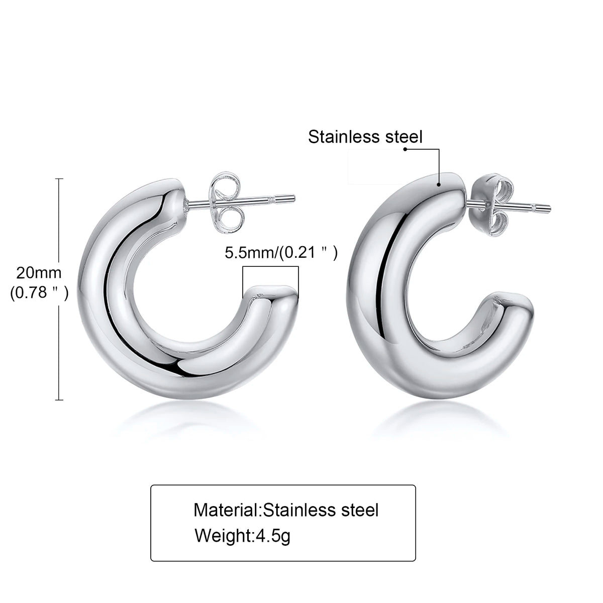 Hollow Tube Hoop Earrings – Stainless Steel Minimalist Hoops Hoop Earrings SPOT