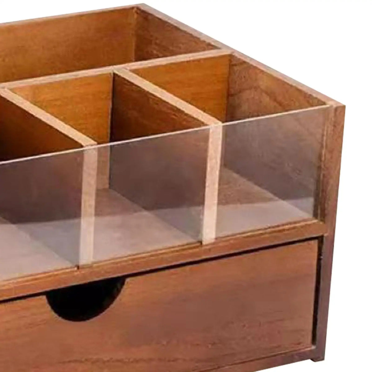 Wood Coffee Bar Organizer with Drawer – 5-Compartment Rack Coffee Bar Organizer SPOT