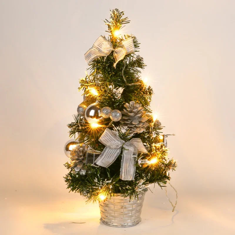 40cm Pre-Lit LED Mini Christmas Tree – Desktop Decoration LED Christmas Tree SPOT Silver 40CM