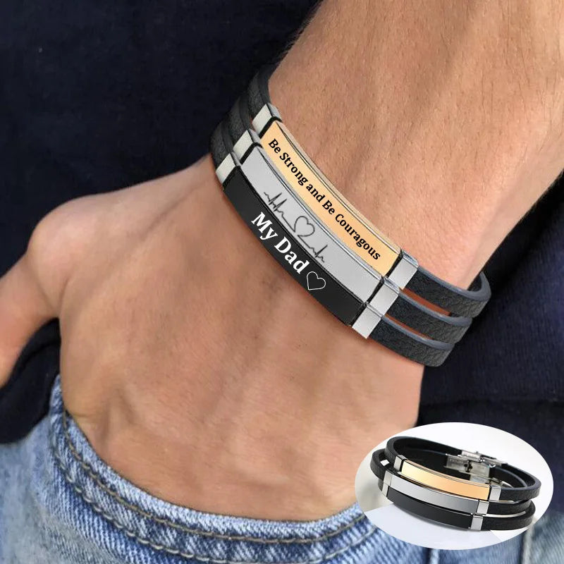 Custom Leather Bracelet – Personalized Engraved Adjustable Cuff Custom Leather Bracelet SPOT