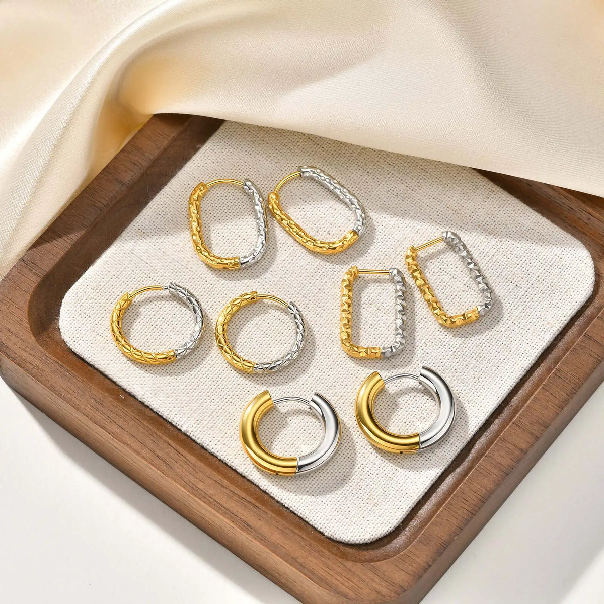 18K Gold Plated Two-Tone Stainless Steel Dangle Earrings Dangle Earrings SPOT