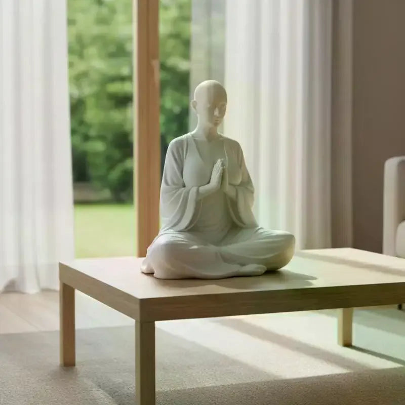 White Zen Meditation Figurine | Minimalist Spiritual Decor Decorative Figurine SPOT
