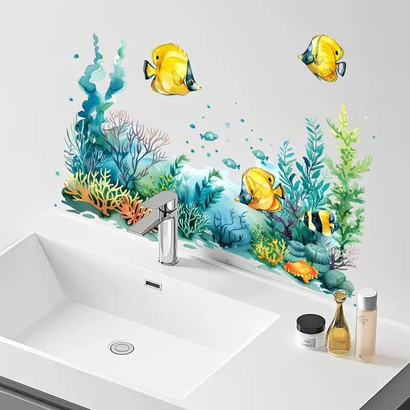Ocean Fish Bathroom Wall Sticker – Waterproof PVC Decal Wall Decal Sticker SPOT