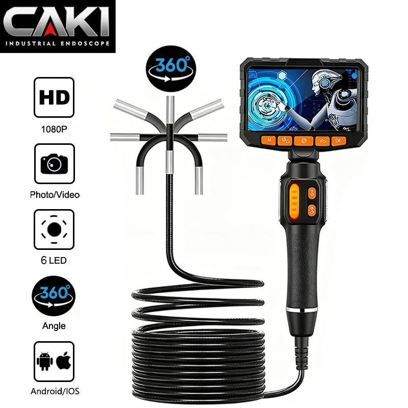 360° Articulating Borescope 1080P 6mm – 4.3" LCD Inspection Camera Borescope Inspection Camera SPOT