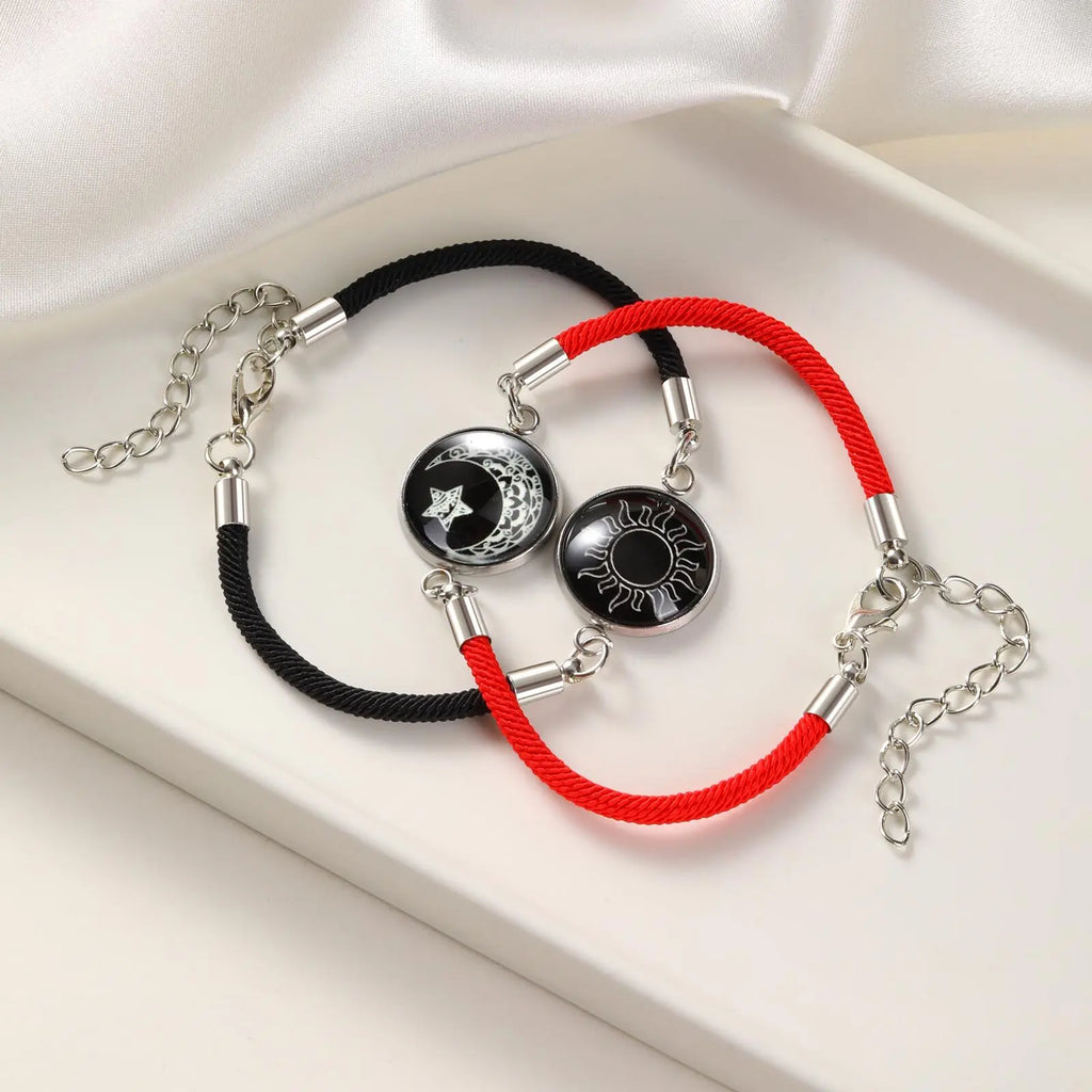 Sun & Moon Couple Bracelet – Adjustable Braided Rope Jewelry Couple Bracelet Set SPOT
