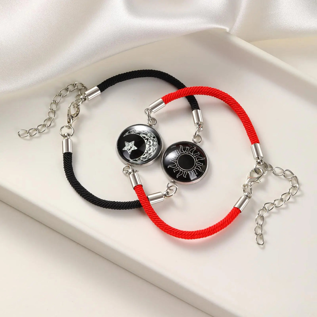 Sun & Moon Couple Bracelet – Adjustable Braided Rope Jewelry Couple Bracelet Set SPOT