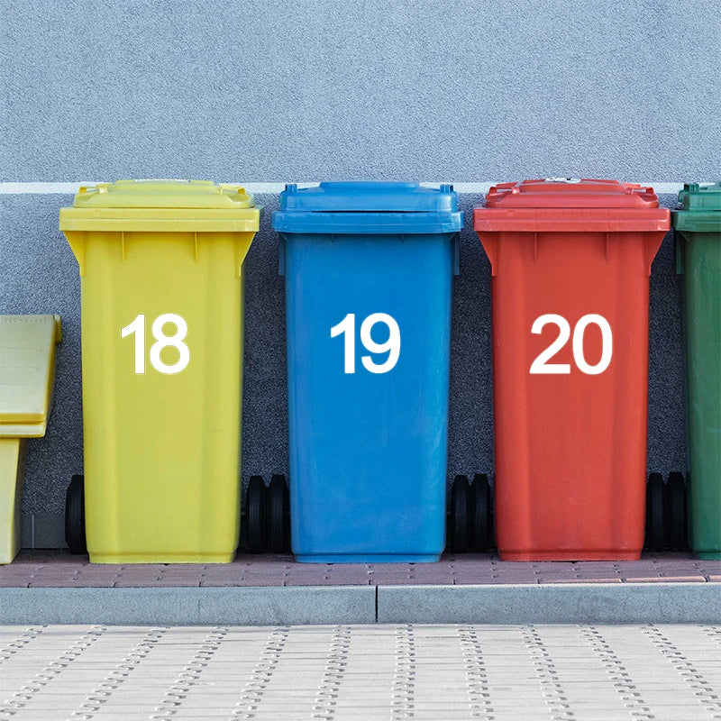 Weatherproof Wheelie Bin Number Stickers | Self-Adhesive PVC Bin Number Stickers SPOT
