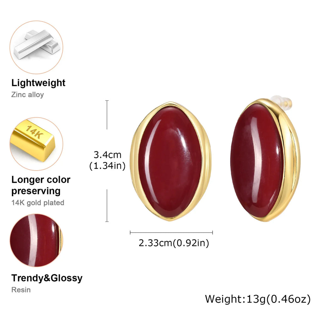 Meaeguet Geometric Resin Stud Earrings – Retro Ellipse Fashion Stud Earrings SPOT