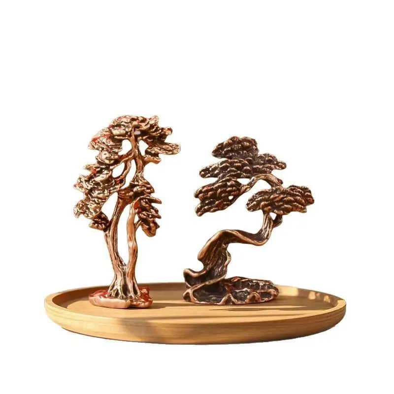Zinc Alloy Pine Bonsai Sculpture – Zen Vintage Desktop Decor Desktop Figurine SPOT