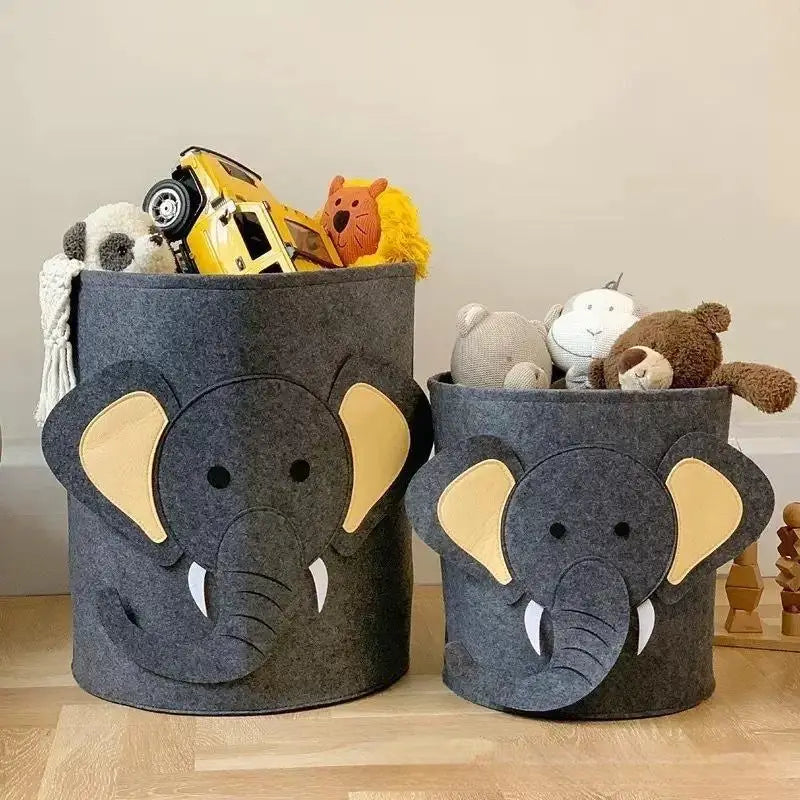 Cute Elephant Felt Storage Basket – Large Laundry Hamper Felt Storage Basket SPOT