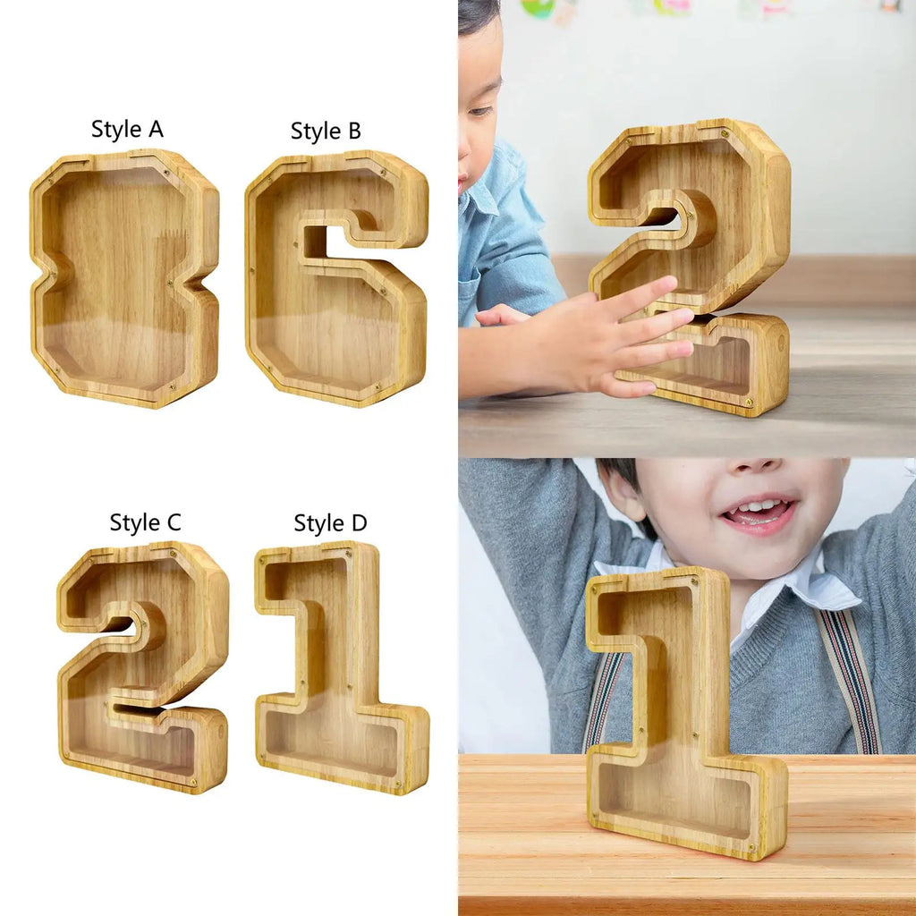 Wooden Piggy Bank Money Box with Clear Window | Kids Gift Wooden Piggy Bank SPOT