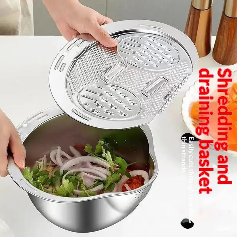 Stainless Steel Colander & Grater Set – Vegetable Shredder Bowl Colander Grater Set SPOT