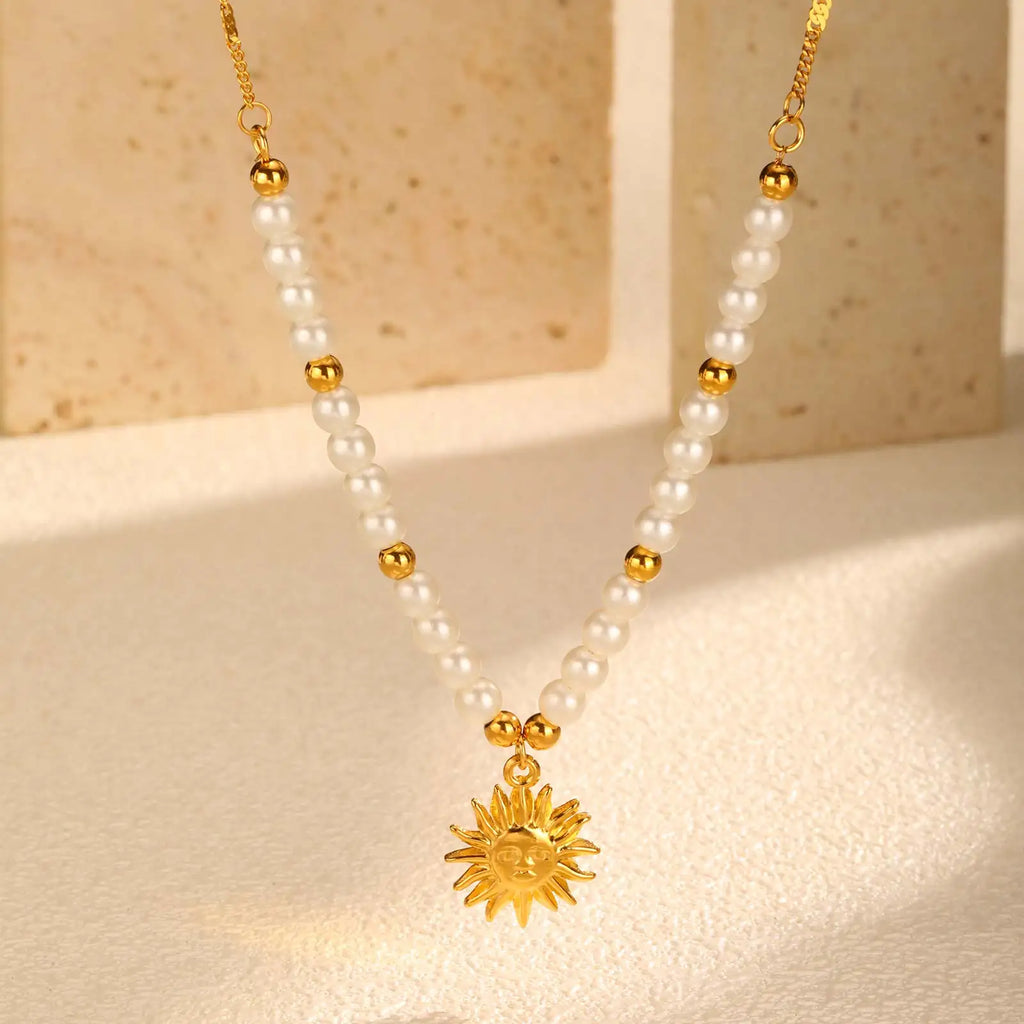 Pearl Beaded Pendant Necklace | 18K Gold Plated, Waterproof Pendant Necklace SPOT
