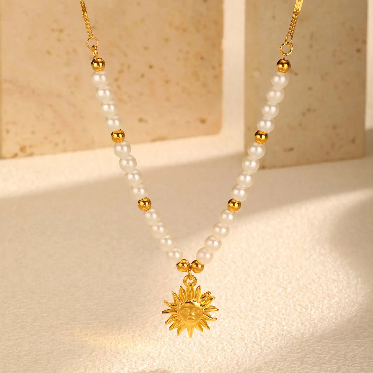 Pearl Beaded Pendant Necklace | 18K Gold Plated, Waterproof Pendant Necklace SPOT