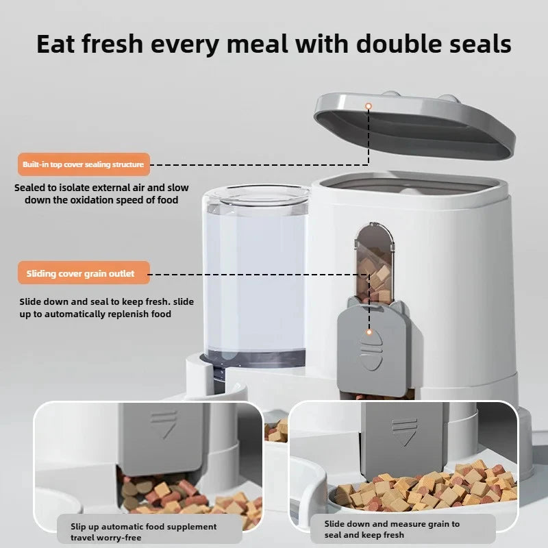 KEMORELA Automatic Cat Feeder & Water Fountain Spill-Proof Automatic Pet Feeder SPOT